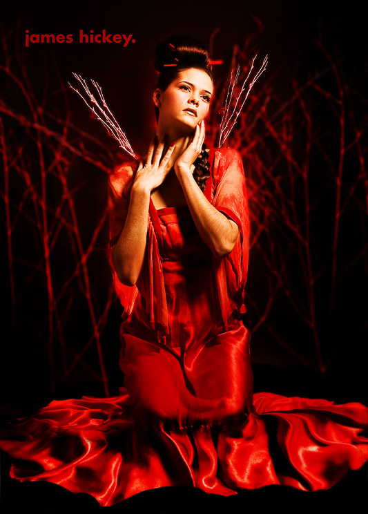   beauty photography New York Fashion Model Catie Parker in Red with Los Angeles photographer James Hicke IE8N8629V2web700