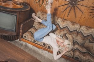 Retro denim fashion editorial by Los Angeles fashion photographers James Hickey and Tatiana Junqueira