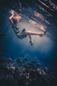 Underwater editorial. Photo by Los Angeles fashion photographer James Hickey.